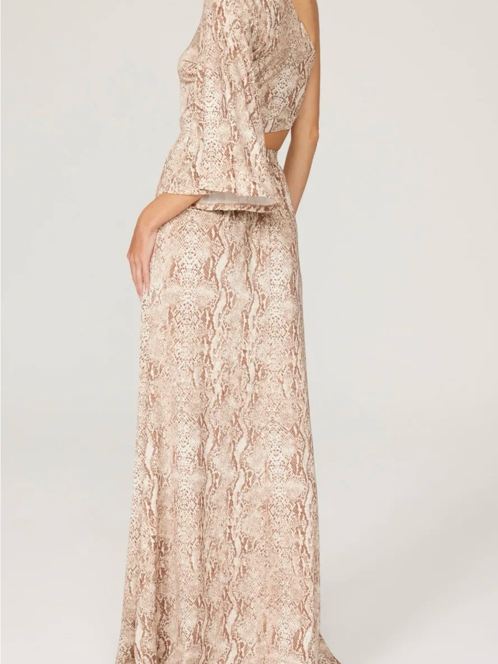 L'AGENCE Fontana One Shoulder Snake Print Dress - Picture 3 of 4